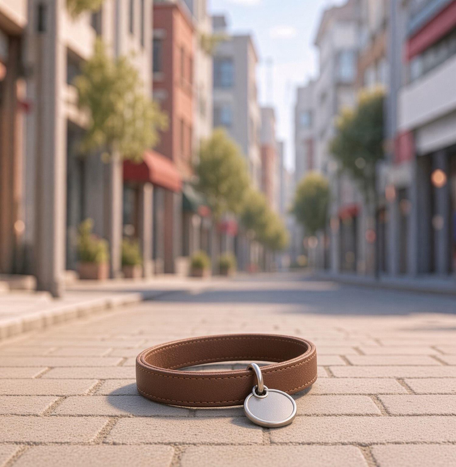 Das Halsband auf dem Pflaster.